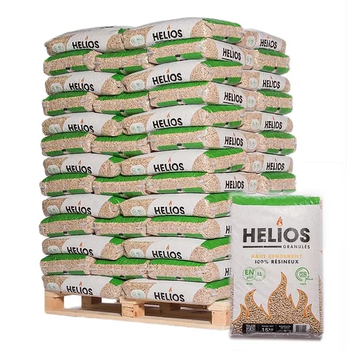 HELIOS Hochleistungs-Holzpellets — Palette 975 kg (65 Säcke) · DINplus · ENplus A1